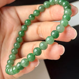 6.3mm A-Grade Natural Imperial Green Jadeite Beaded Bracelet No.190490
