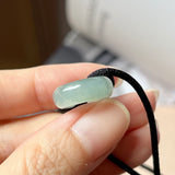 A-Grade Natural Bluish Green Jadeite Bagel on Infinity Silk Cord Bracelet No.190403