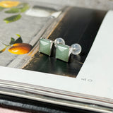 A-Grade Natural Sage Green Jadeite Sugar Loaf Stud Earring No. 180907