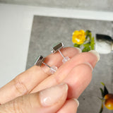 A-Grade Natural Sage Green Jadeite Sugar Loaf Stud Earring No. 180907