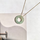 A-Grade Natural Bluish Floral Jadeite Bagel Piece No. 172668
