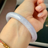 55.6mm A-Grade Natural Lavender Jadeite Traditional Round Bangle No.152830