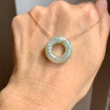 A-Grade Natural Bluish Floral Jadeite Bagel Piece No. 172668