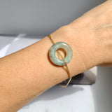 A-Grade Natural Bluish Floral Jadeite Bagel Piece No. 172668