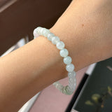 5.7mm A-Grade Natural Light Green Jadeite Double Barrel Beaded Bracelet No.190491