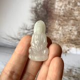 A-Grade Natural Lilac Yellow Jadeite Goddess of Mercy Pendant No.171460