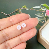A-Grade Natural Pink Jadeite Donut Stud Earrings No. 180908