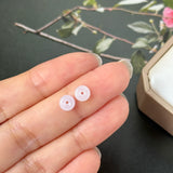 A-Grade Natural Pink Jadeite Donut Stud Earrings No. 180908