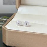 A-Grade Natural Pink Jadeite Donut Stud Earrings No. 180909