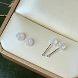 A-Grade Natural Pink Jadeite Donut Stud Earrings No. 180909