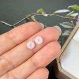 A-Grade Natural Pink Jadeite Donut Stud Earrings No. 180909