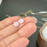 A-Grade Natural Pink Jadeite Donut Stud Earrings No. 180909