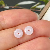A-Grade Natural Pink Jadeite Donut Stud Earrings No. 180909