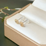 A-Grade Natural Osmanthus Floral Jadeite Donut Stud Earrings No. 180910