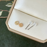 A-Grade Natural Osmanthus Floral Jadeite Donut Stud Earrings No. 180910