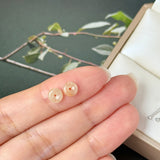 A-Grade Natural Osmanthus Floral Jadeite Donut Stud Earrings No. 180910