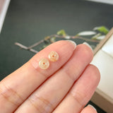 A-Grade Natural Osmanthus Floral Jadeite Donut Stud Earrings No. 180910
