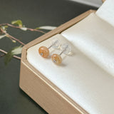 A-Grade Natural Osmanthus Floral Jadeite Donut Stud Earrings No. 180911