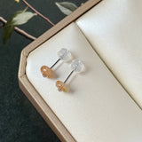 A-Grade Natural Osmanthus Floral Jadeite Donut Stud Earrings No. 180911