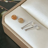 A-Grade Natural Osmanthus Floral Jadeite Donut Stud Earrings No. 180911