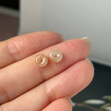 A-Grade Natural Osmanthus Floral Jadeite Donut Stud Earrings No. 180911