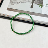 3mm Icy A-Grade Natural Imperial Green Jadeite Beaded Bracelet No.190492