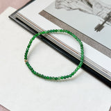3mm Icy A-Grade Natural Imperial Green Jadeite Beaded Bracelet No.190492