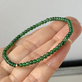 3mm Icy A-Grade Natural Imperial Green Jadeite Beaded Bracelet No.190492