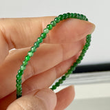 3mm Icy A-Grade Natural Imperial Green Jadeite Beaded Bracelet No.190492