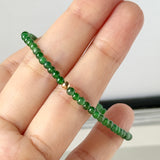 3mm Icy A-Grade Natural Imperial Green Jadeite Beaded Bracelet No.190492