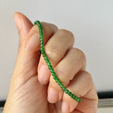 3mm Icy A-Grade Natural Imperial Green Jadeite Beaded Bracelet No.190492