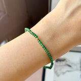 3mm Icy A-Grade Natural Imperial Green Jadeite Beaded Bracelet No.190492