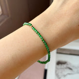 3mm Icy A-Grade Natural Imperial Green Jadeite Beaded Bracelet No.190492