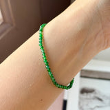 3mm Icy A-Grade Natural Imperial Green Jadeite Beaded Bracelet No.190492