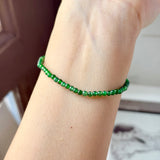 3mm Icy A-Grade Natural Imperial Green Jadeite Beaded Bracelet No.190492