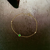 Icy A-Grade Natural Imperial Green Jadeite Petite Dolly Bracelet (Champagne Gold) No.190494