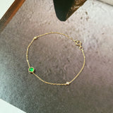 Icy A-Grade Natural Imperial Green Jadeite Petite Dolly Bracelet (Champagne Gold) No.190494