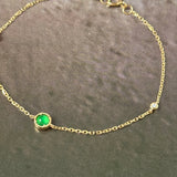 Icy A-Grade Natural Imperial Green Jadeite Petite Dolly Bracelet (Champagne Gold) No.190494