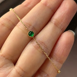 Icy A-Grade Natural Imperial Green Jadeite Petite Dolly Bracelet (Champagne Gold) No.190494