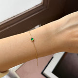 Icy A-Grade Natural Imperial Green Jadeite Petite Dolly Bracelet (Champagne Gold) No.190494