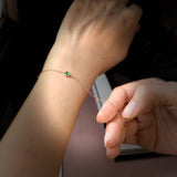 Icy A-Grade Natural Imperial Green Jadeite Petite Dolly Bracelet (Rose Gold) No.190493