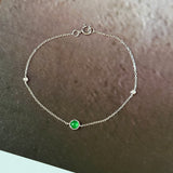 Icy A-Grade Natural Imperial Green Jadeite Petite Dolly Bracelet (White Gold) No.190495