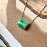 A-Grade Natural Moss On Snow Jadeite Square Barrel No.172268