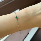 Icy A-Grade Natural Imperial Green Jadeite Petite Dolly Bracelet (White Gold) No.190495
