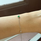 Icy A-Grade Natural Imperial Green Jadeite Petite Dolly Bracelet (White Gold) No.190495