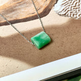 A-Grade Natural Moss On Snow Jadeite Square Barrel Pendant No.172268