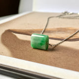 A-Grade Natural Moss On Snow Jadeite Barrel Pendant No.172268