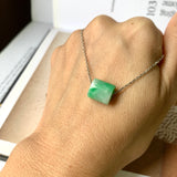 A-Grade Natural Moss On Snow Jadeite Square Barrel Pendant No.172268