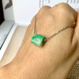 A-Grade Natural Moss On Snow Jadeite Square Barrel Pendant No.172268