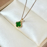 SOLD OUT: A-Grade Imperial Green Jadeite Clover Pendant No. 172792